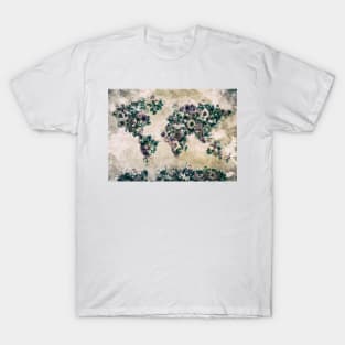 world map floral T-Shirt